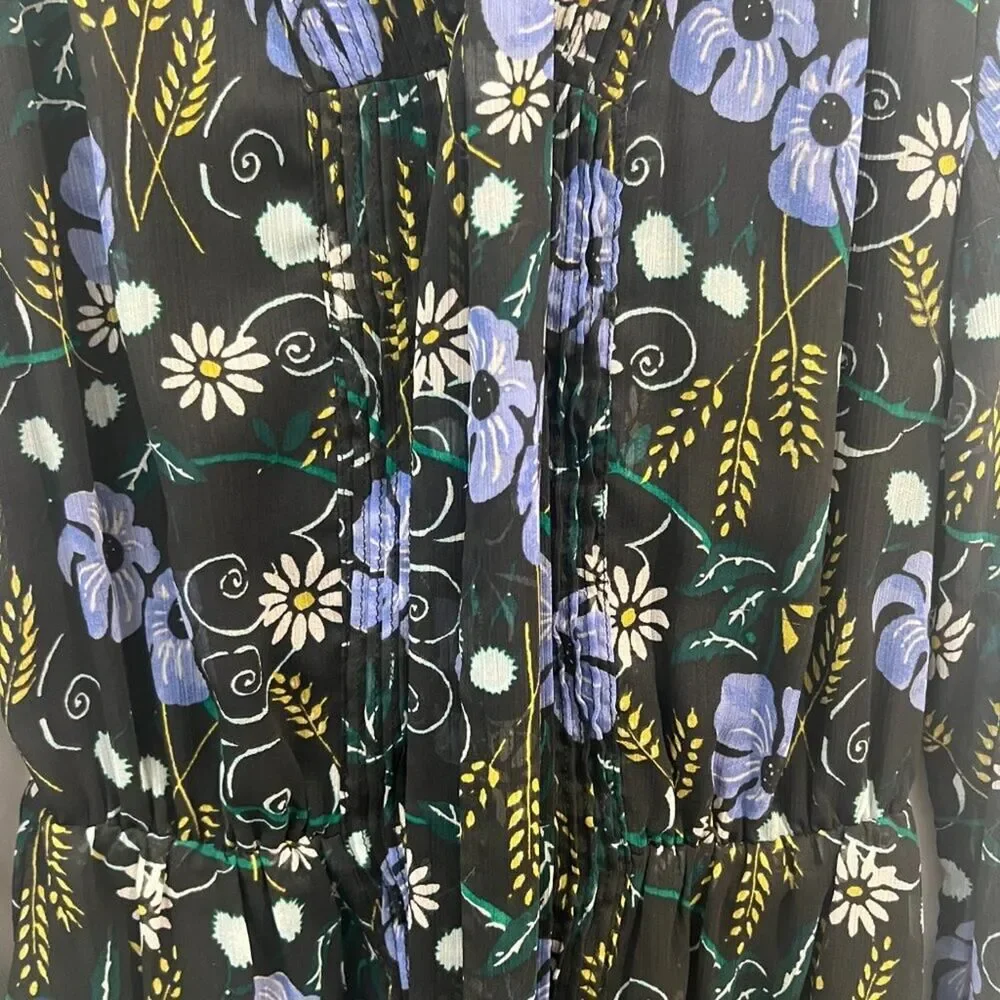 Banana Republic Dark Floral Print Long Sleeve Dress Size XS Fall Romantic - Picture 5 of 9
